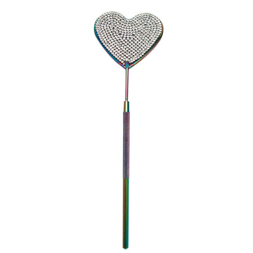 Stainless Steel Diamond Eyelash Check Mirror | Oval & Heart Shape, Compact Beauty Hand Mirror by Glamour by Forerunner
